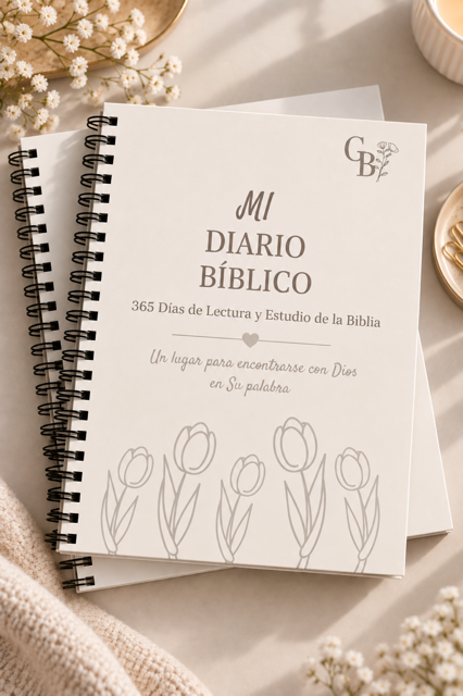 Dos diarios Mi Diario Bíblico apilados.